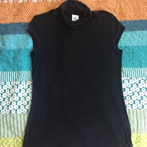 CAbi Cap Sleeve Charcoal Grey Mock Turtleneck S